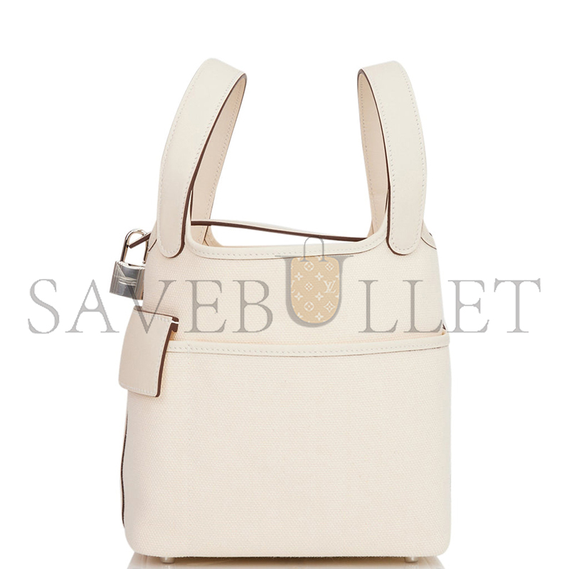 HERMES PICOTIN CARGO 18 NATA SWIFT AND TOILE CANVAS PALLADIUM HARDWARE (18*18*13cm)